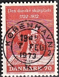 FRIMÆRKER DANMARK | 1972 - AFA 532 - Holbergs komedier - 70 øre rød - Lux Stemplet